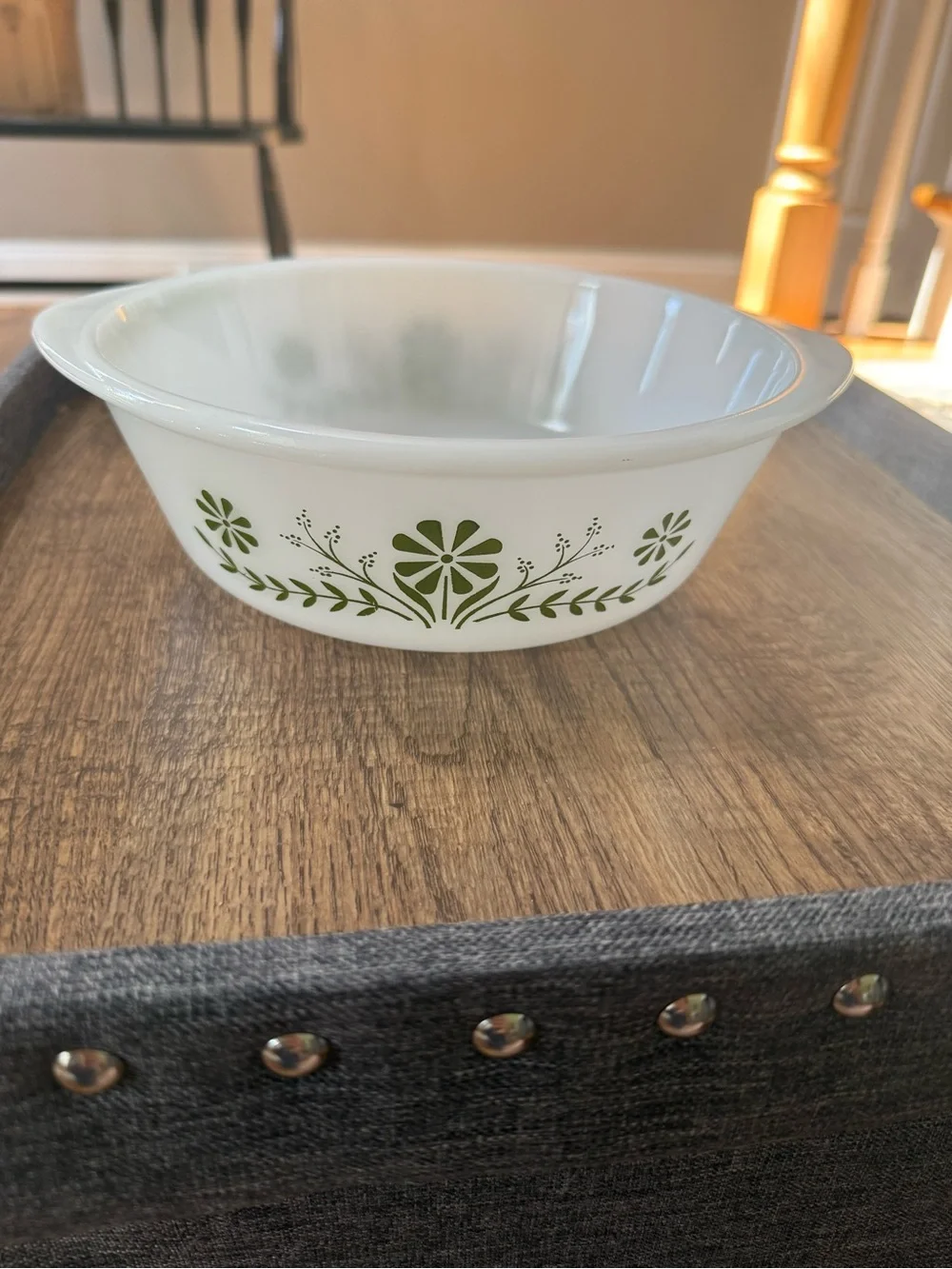 Vintage Glasbake | Green Crazy Daisy Casserole Dish | 2 QT J514 Made in USA